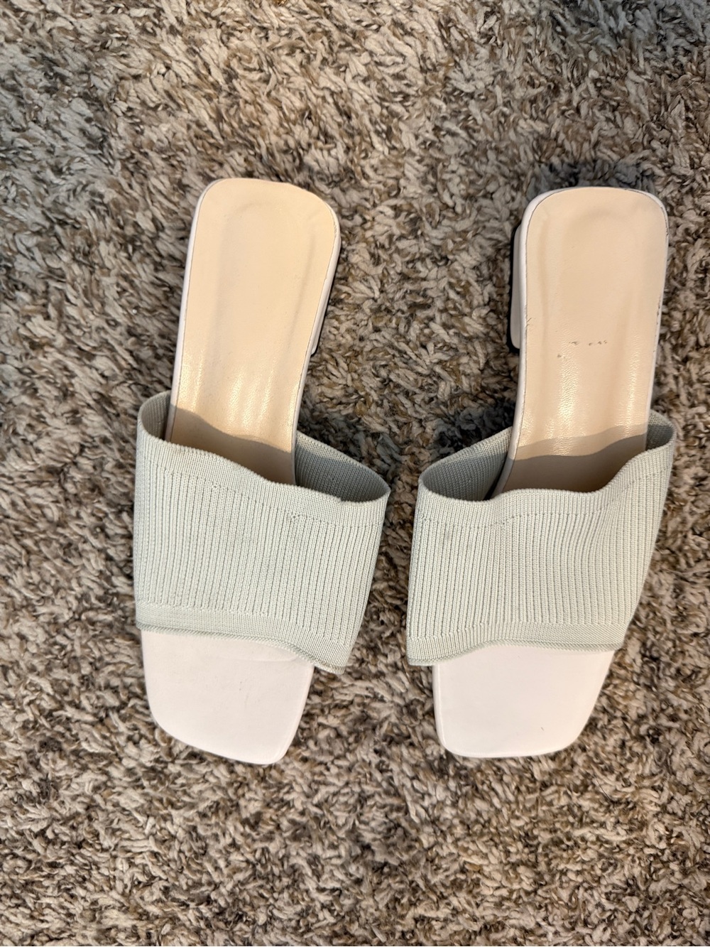 Womens Slip-On Knit Mule Sandals Beige